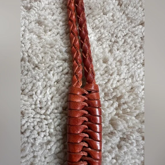 Anthropologie Women’s Brown Woven 100% Leather Belt Size Medium - Picture 5 of 5